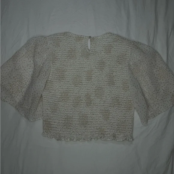 NWT Sheer White & Cream Blouse • Bohemian Style • Business Casual • Teen X-Large - Picture 2 of 7